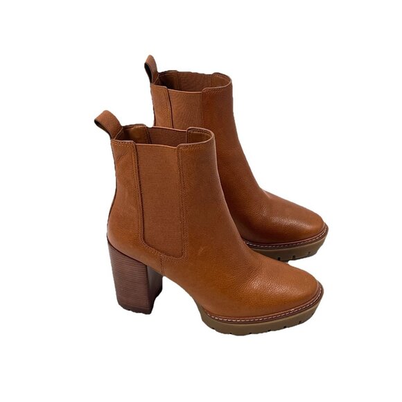 Tory Burch Shoes - Tory Burch Carson Lug Sole Ankle Boot Brown Leather Heeled Chelsea Sz 9